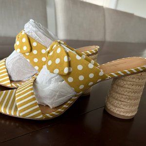 NEW - Woman's JCrew Mixed Bow Raffia Round Heels Sandals, size 7 1/2 (Brand new)